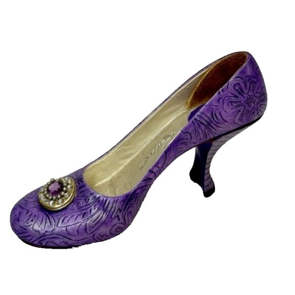 Just The Right Shoe Jewelled Plum by Lorraine Vail, VTG Purple Mini Heel Decor - Picture 4 of 8